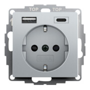 Gira Steckdose USB 245926 Aluminium Typ F 16A 250V Safety Plus