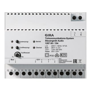 Gira Unité de commande audio bus, REG, 6 modules 128700