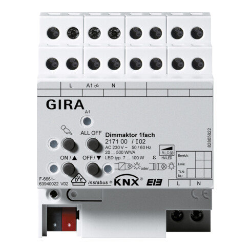 Gira Universal-Dimmaktor 1f. 500W KNX/EIB REG 217100