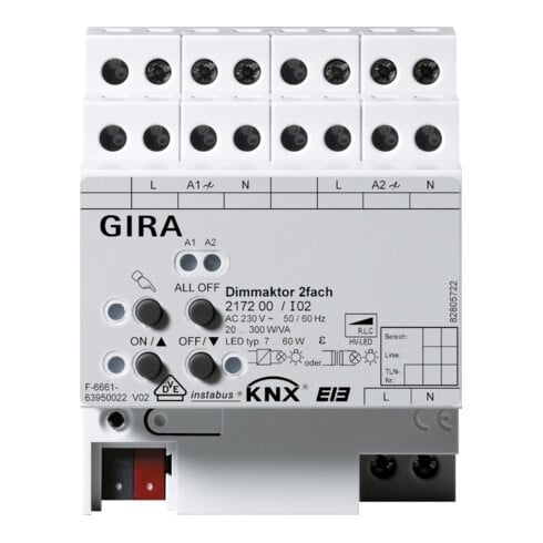 Gira Universal-Dimmaktor 2f. 2x300W KNX/EIB REG 217200