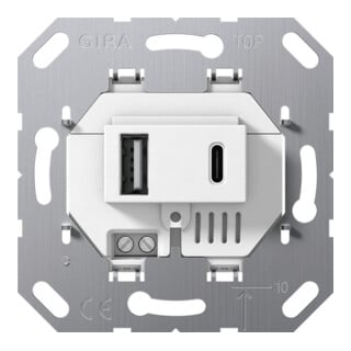 Gira USB-Spannungsversorgung 2f TypA/C Einsatz ws 234900
