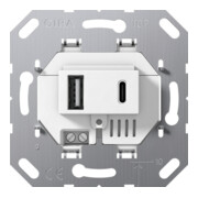 Gira USB-Spannungsversorgung 2f TypA/C Einsatz ws 234900-1