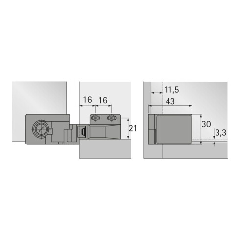Glastürscharnier ET 5160 vernickelt,ma Anschlagart vorliegend HETTICH