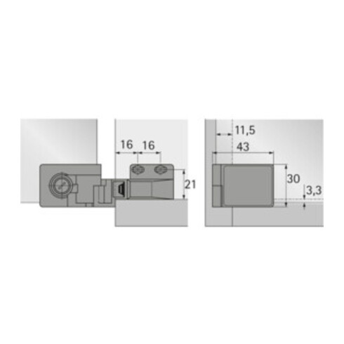 Glastürscharnier ET 5160 vernickelt,ma Anschlagart vorliegend HETTICH