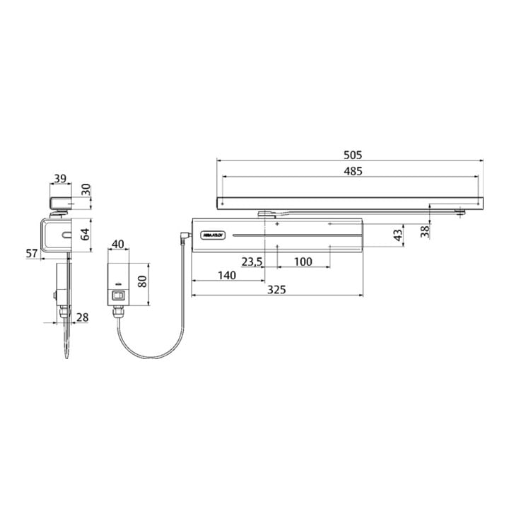 Gleitschienentürschließer DC700G-FMB EN 3-6 weiß 9016 EN 3-6