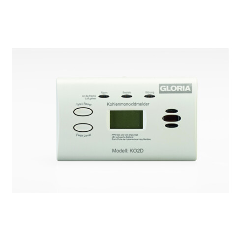 GLORIA Détecteur de monoxyde de carbone KO2D avec écran L116xP40H72 mm