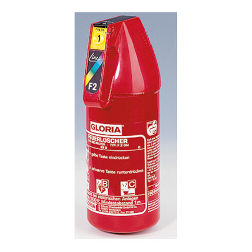 Gloria Pulverfeuerlöscher 2kg m.Dauerdruck Brandkl.13 A 89 B C o.Manometer,m.Halter