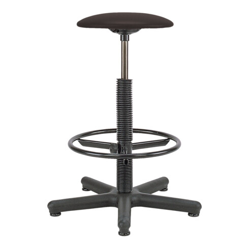 Goliath Tabouret pivotant siège simili cuir noir hauteur 520-785 mm avec patins