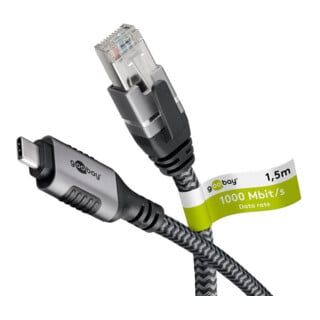 goobay Câble Ethernet USB-C 3.1 vers RJ45 1,5 m noir-argent