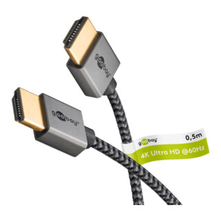 goobay Câble HDMI Slim High-Speed avec Ethernet 4K/60Hz 75753