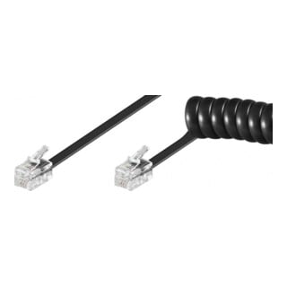Goobay Câble spirale pour combiné téléphonique 2m, noir, St/St 50270