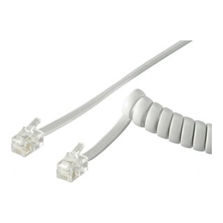 Goobay Câble spirale pour combiné téléphonique 4 m, blanc, St/St 68601