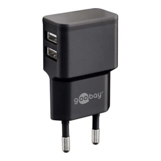 Goobay Chargeur double USB 2,4A, 100-240V, noir 44951