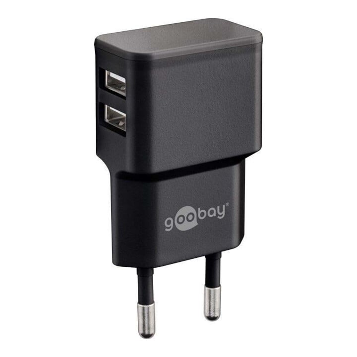 Goobay Chargeur double USB 2,4A, 100-240V, noir 44951