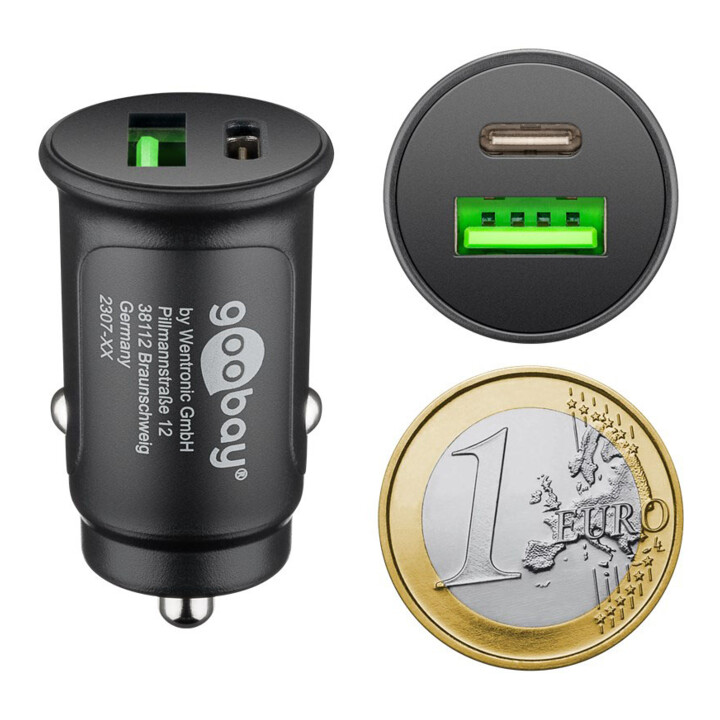 goobay KFZ-Schnellladegerät Dual-USB C 12/24V 59521