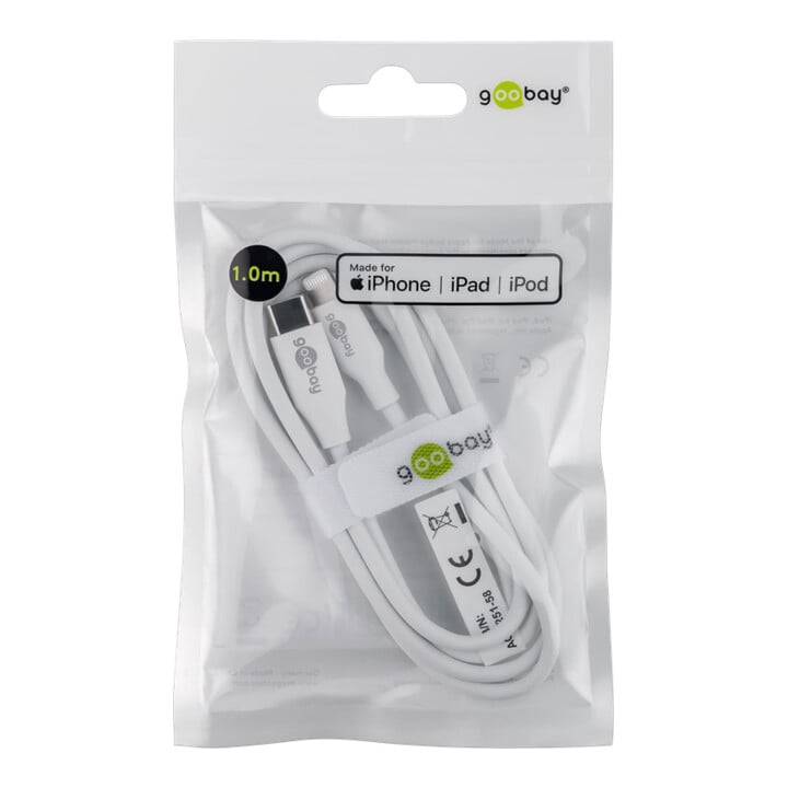 Goobay Sync/Ladekabel 39446 Lightning-USB-C 1m weiß