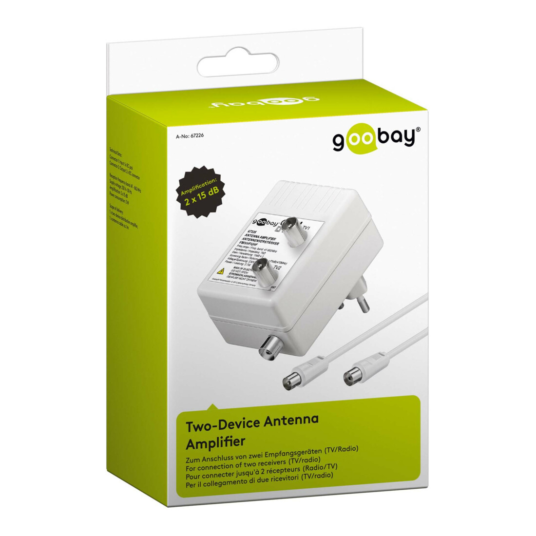 Goobay Zweigeräte-Antennenverstär DVB-T/DVB-T2/DVB-C 67226