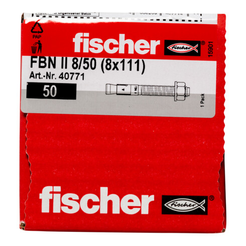 Goujon FBN II 8/50 en acier électrozingué fischer