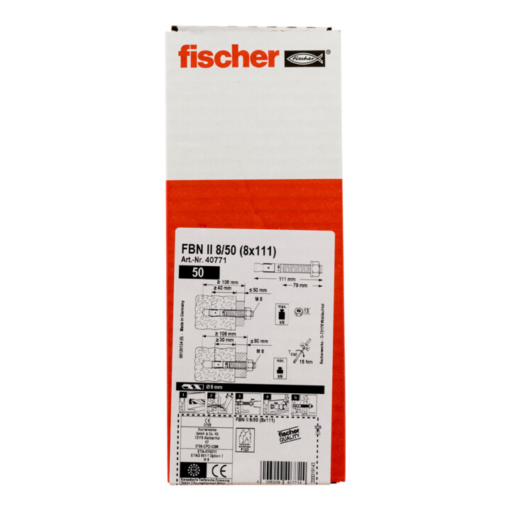 Goujon FBN II 8/50 en acier électrozingué fischer