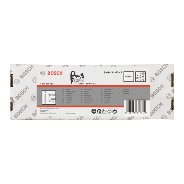 Goupille à tête fraisée Bosch 64-34 63 NR 63 NR 63 mm acier inoxydable