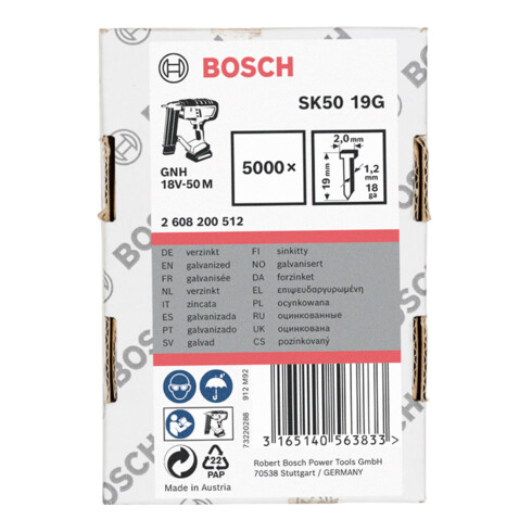 Broche à tête fraisée Bosch SK50 1,2 mm galvanisé