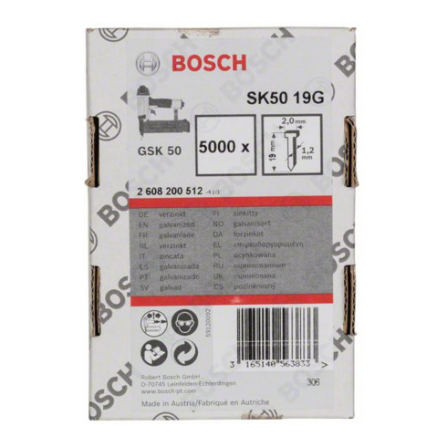 Broche à tête fraisée Bosch SK50 1,2 mm galvanisé