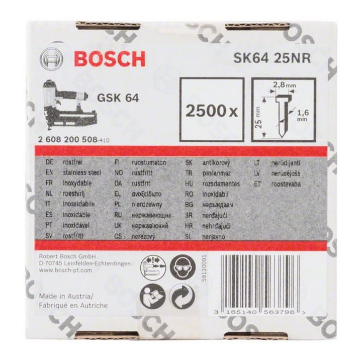Goupille à tête fraisée Bosch SK64 25NR 1,6 mm 25 mm acier inoxydable (A2/1.4301)