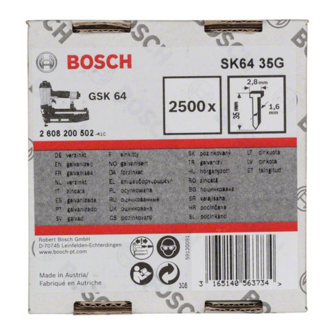 Goupille à tête fraisée Bosch SK64 35G 1,6 mm 35 mm galvanisée