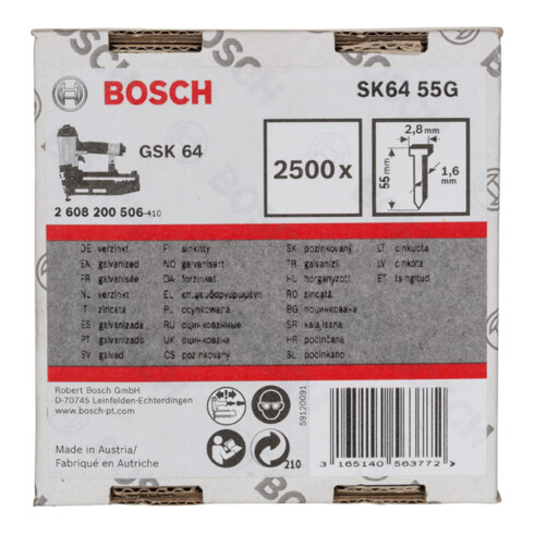 Goupille à tête fraisée Bosch SK64 55G 1,6 mm 55 mm galvanisée