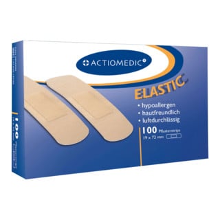 GRAMM medical Actiomedic elastic Pflasterstrips, 19 x 72 mm, hautfarben, Pack à 100 Stück