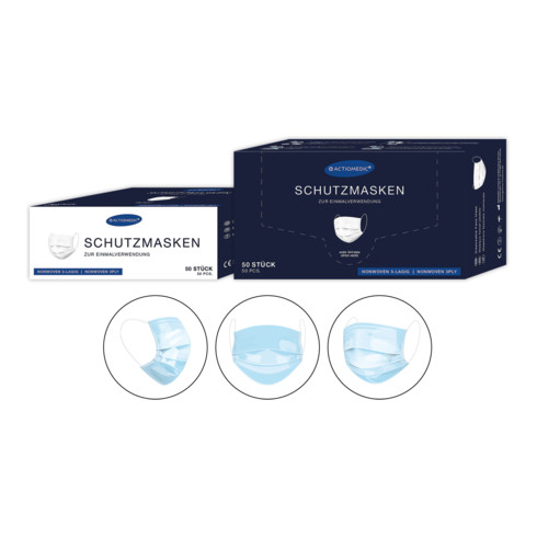 Gramm medical Actiomedic® Mund-Nasen-Schutzmaske nach DIN EN 14683:2019 TYP IIR, 3-lagig