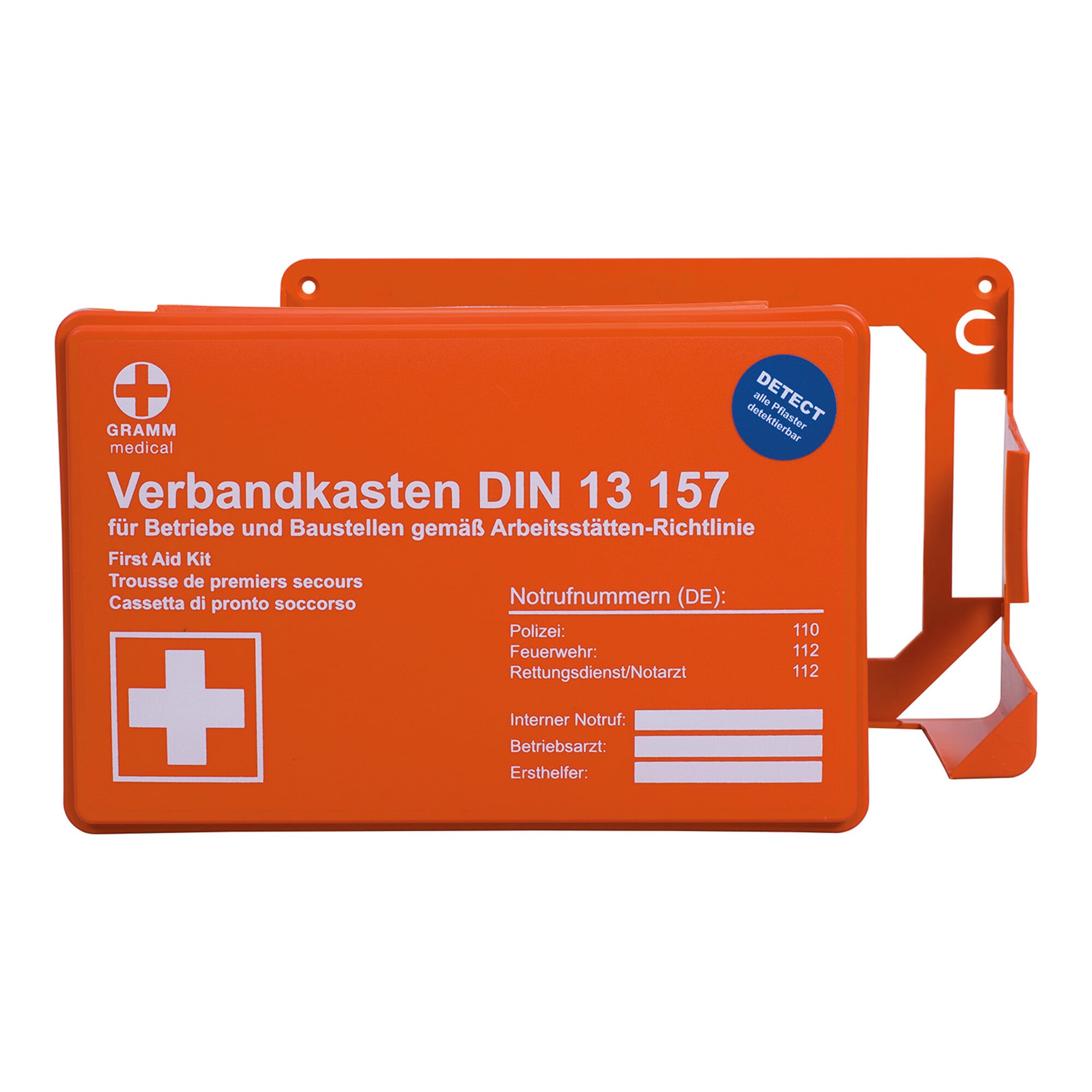 Gramm Medical Betriebsverbandkasten MINI detect, DIN 13 157, orange