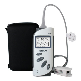 Gramm Medical H100B Oxymètre de pouls avec capteur SpO2 adulte, alarme et tendance (BX350), mot de passe système : 819