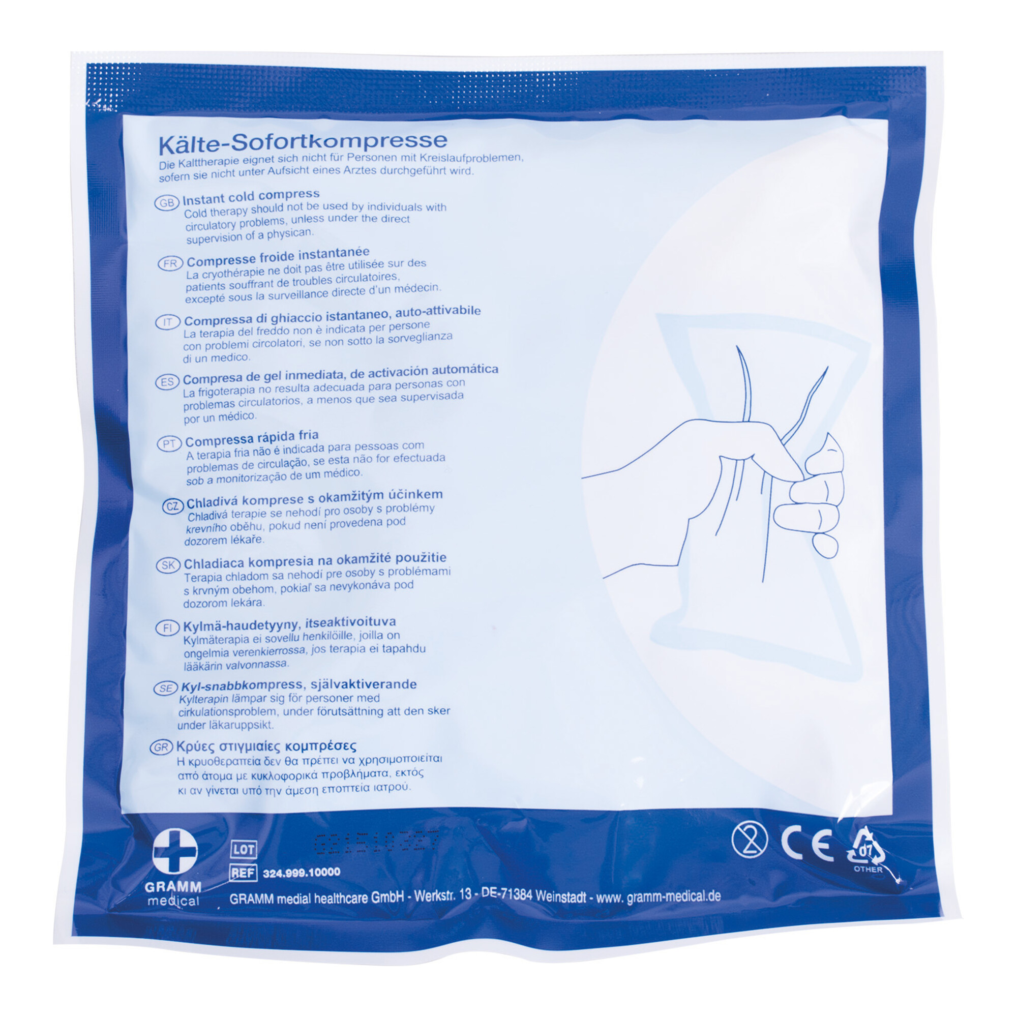 Gramm Medical Kälte-Sofortkompresse, selbstaktivierbar, 150 x 170 mm