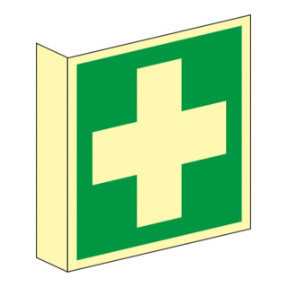 Drapeau Gramm Medical signe les premiers secours, plastique photoluminescent