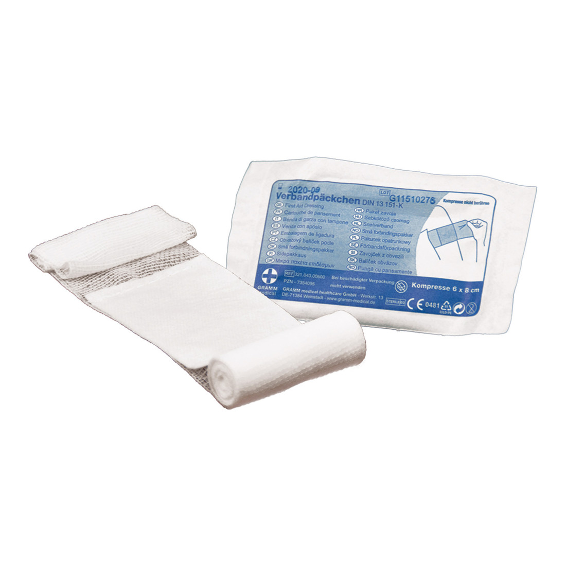 Gramm Medical Verbandpäckchen steril, DIN 13 151-K (klein), 60 x 80 mm