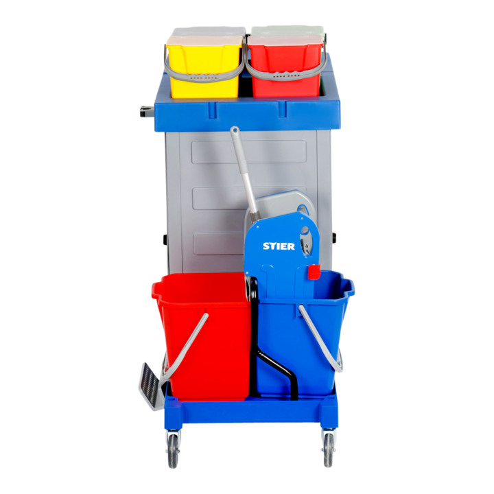 Grand chariot d'hygiène et de nettoyage STIER avec porte