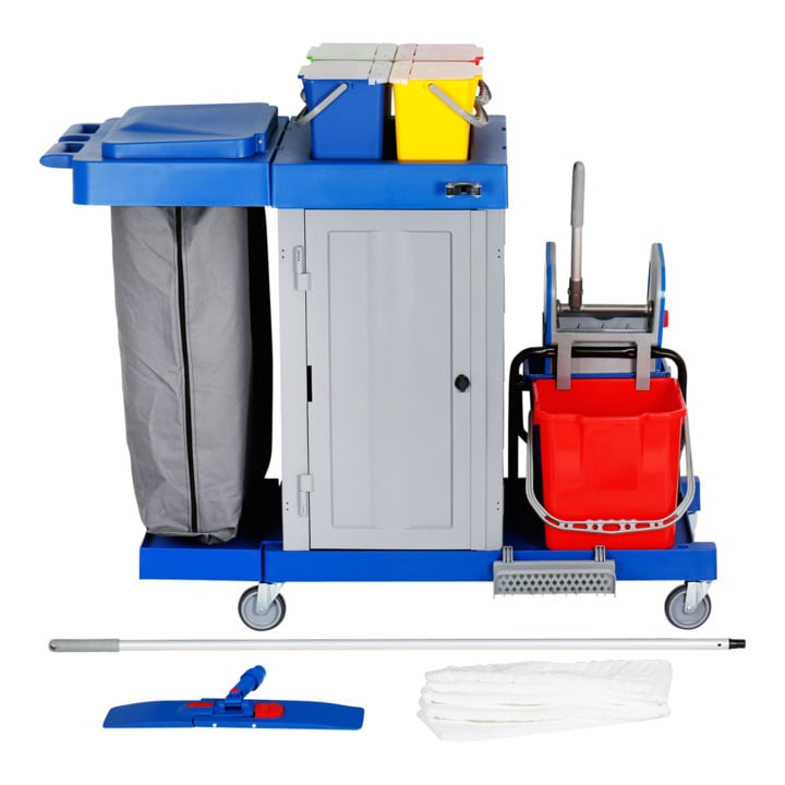 Grand chariot d'hygiène et de nettoyage STIER avec porte