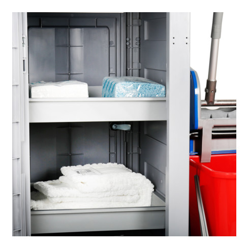 Grand chariot d'hygiène et de nettoyage STIER avec porte