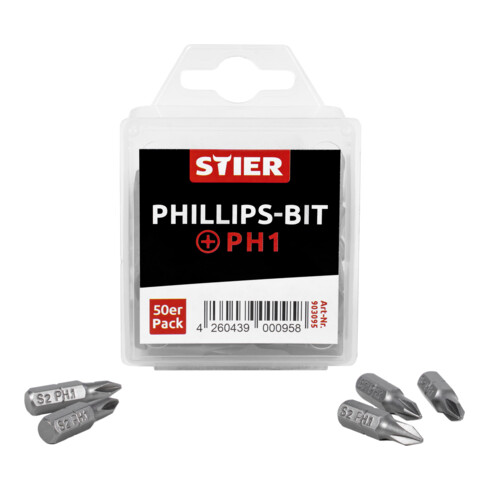 Grand pack d'embouts STIER Pozidriv PH1