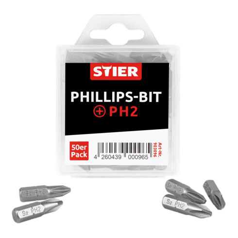 Grand pack d'embouts STIER Pozidriv PH1