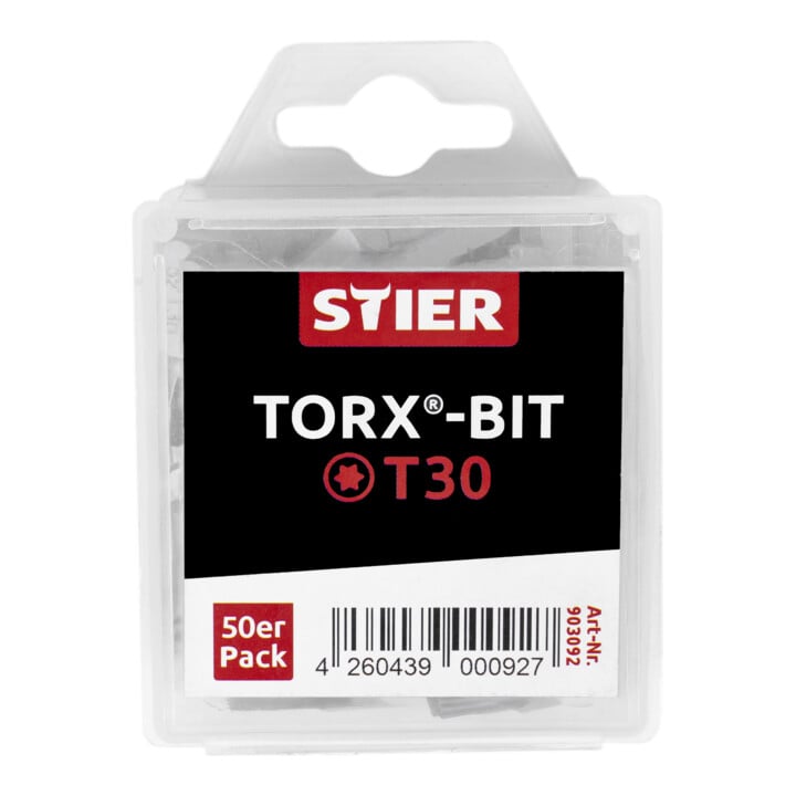 Set STIER Vis à tête fraisée pour panneau 6x40 + Support universel KraftSpezial + Lot de bits TORX® T30 grande taille
