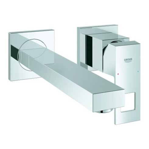 Grohe Fertigmontageset Eurocube chr, 2-Loch-Waschtisch-Wandarmatur, Ausl. 231mm