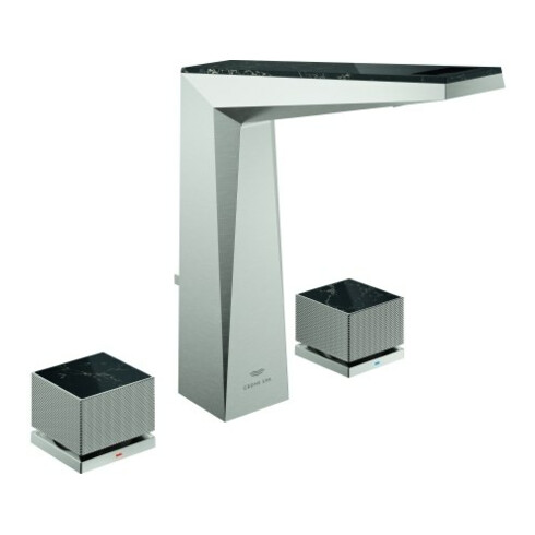 Grohe 3-Loch-Waschtischarmatur Allure Brilliant P. Coll. 1/2", L, Griffe mit Einlage, supersteel
