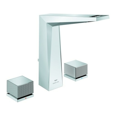 Grohe 3-Loch-Waschtischarmatur Allure Brilliant P. Coll. 1/2", L, mit gerändelten Griffen, chrom