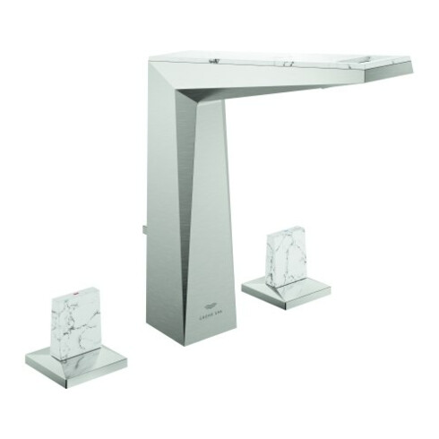 Grohe 3-Loch-Waschtischarmatur Allure Brilliant P. Coll. 1/2", L, Trapezgriffe m Einl., superst.