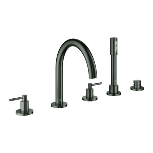 Grohe 5-Loch-Wannen-Kombination Atrio mit Hebelgriff, hard graphite gebürstet