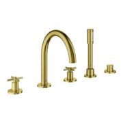 Grohe 5-Loch-Wannen-Kombination Atrio mit Kreuzgriffen, cool sunrise gebürstet