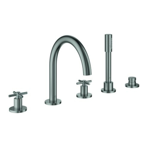 Grohe 5-Loch-Wannen-Kombination Atrio mit Kreuzgriffen, supersteel