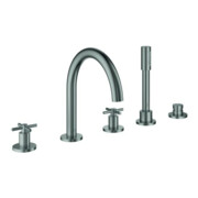 Grohe 5-Loch-Wannen-Kombination Atrio mit Kreuzgriffen, supersteel